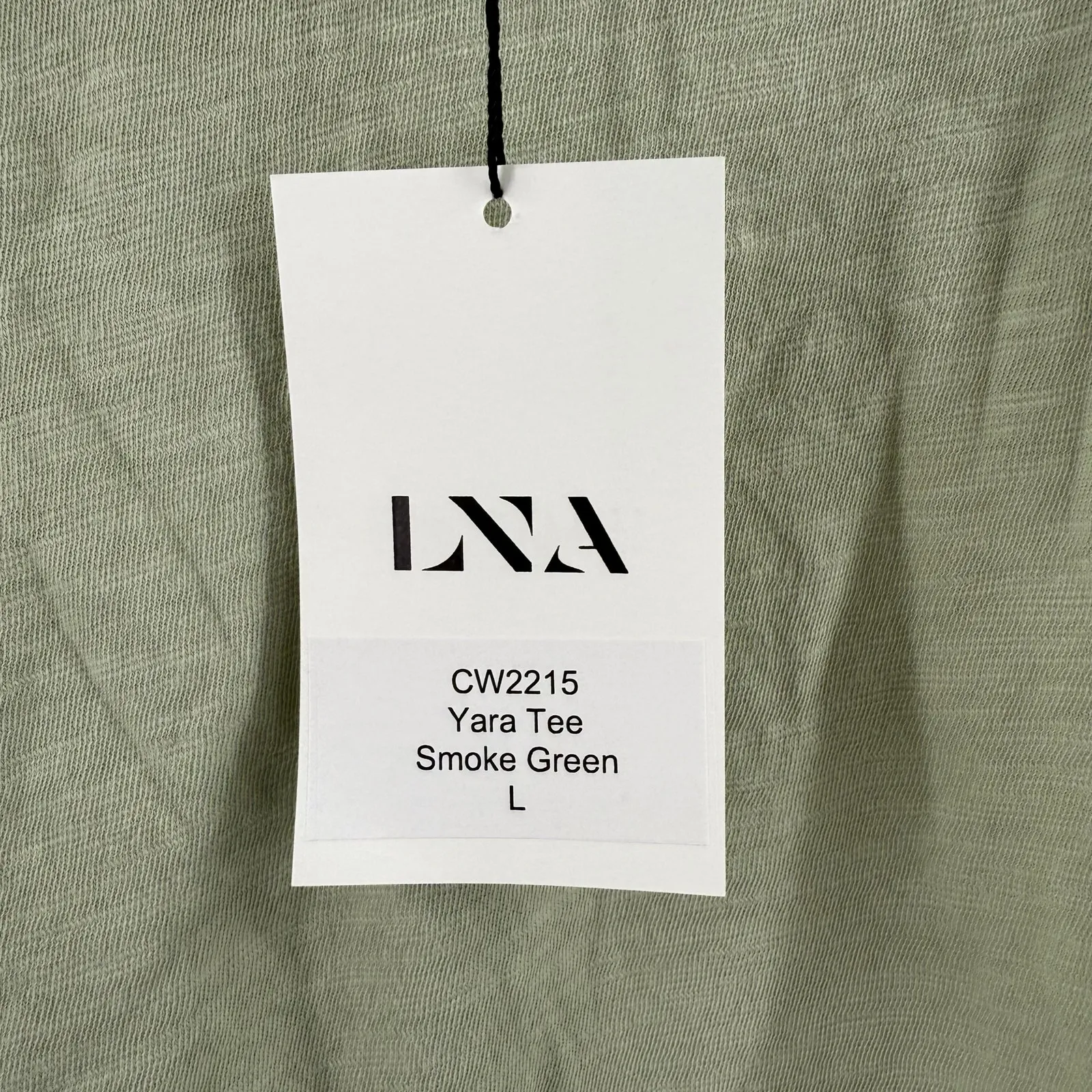 LNA CLOTHING Tee Size Large NWT Yara Smoke Green Crop Cropped Casual Comfy Top - Image 5