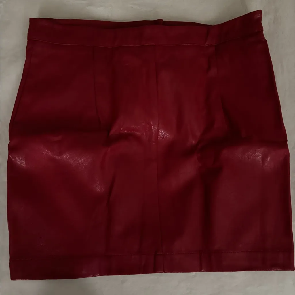 Shinestar Red Mini Skirt with Zipper Accents - Image 3