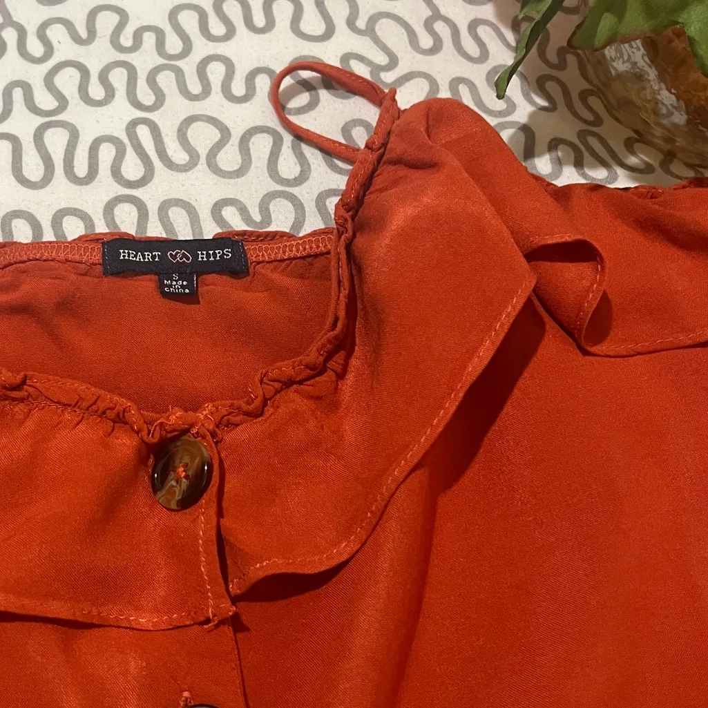 Heart Hips Rust Camisole with Button Detail Orange - Image 8