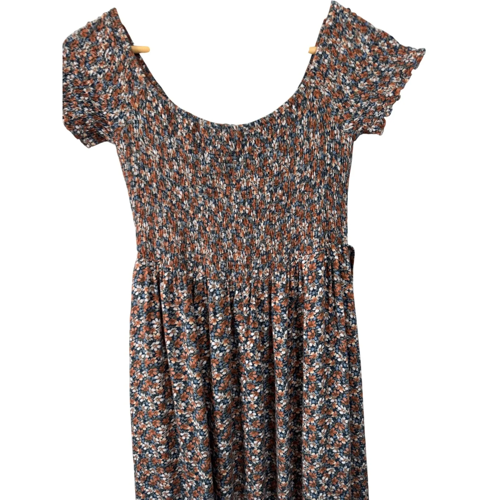 Sweet‎ Lemon Smocked Floral High Low Maxi Dress Women's Size L Brown Size L - Image 6