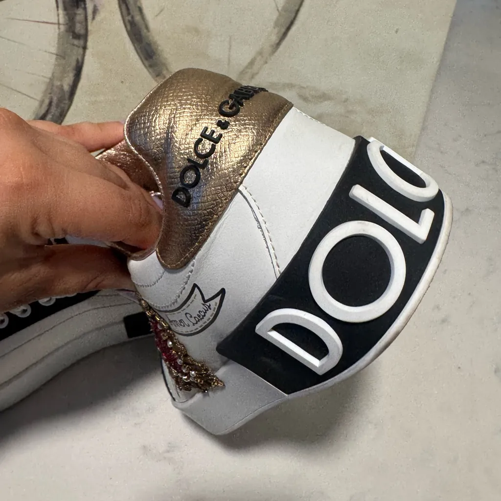 Dolce & Gabbana calfskin portofino embroidery Embellished Sneakers - Image 6