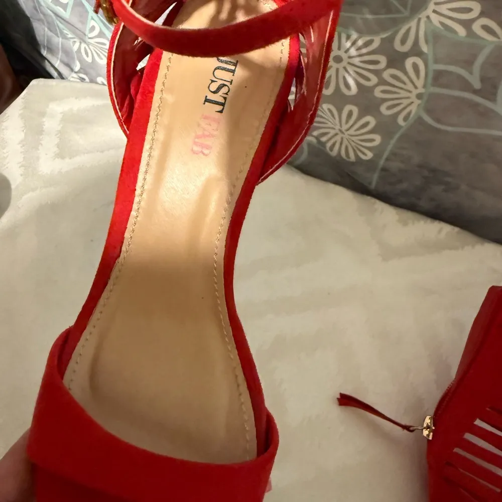 JustFab  Vibrant Red Strappy Heels - Image 2