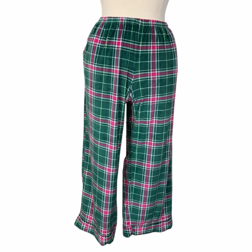 Joyspun Pajama Top Pant Set Button Front Green Pink Plaid Fleece Women’s Size 2X - Image 9