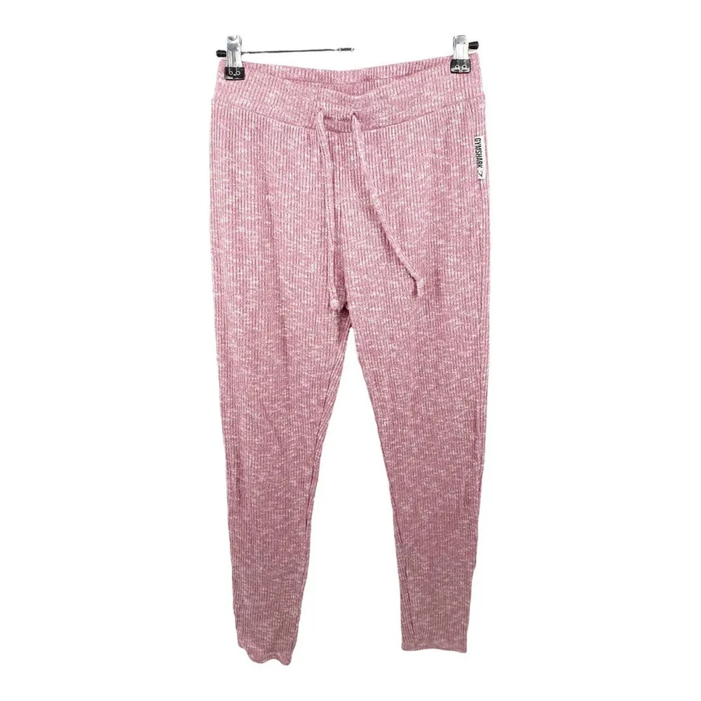 Gymshark Pink Marled Ribbed Knit Drawstring Jogger Sweats Size Small - Image 4