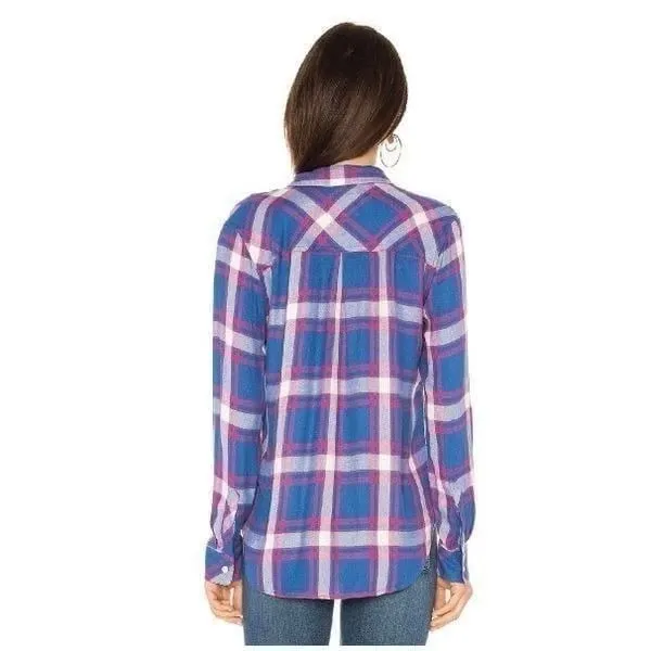 Rails • Blue Red White Plaid Hunter Ruby Sky White Button Down Blouse - Image 2