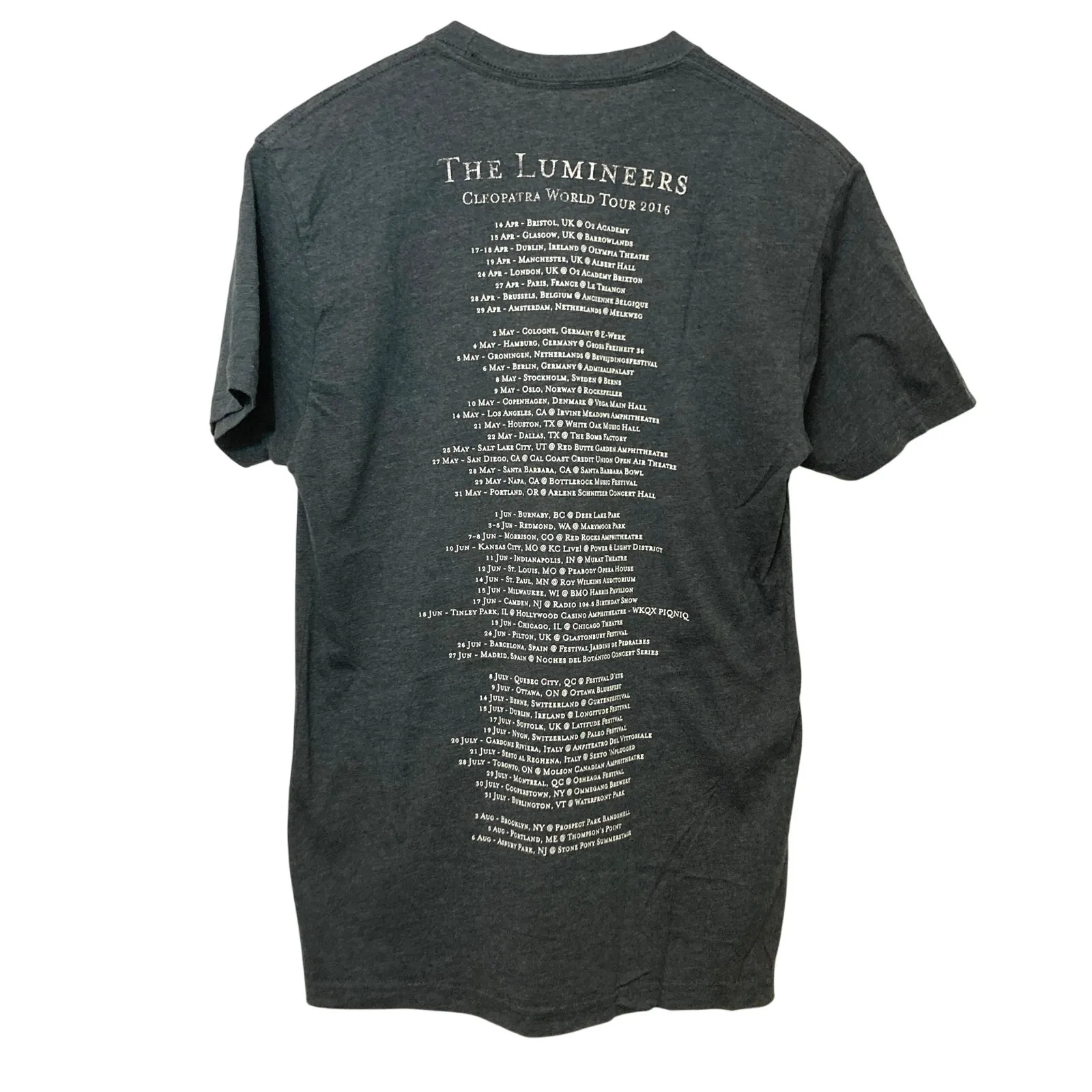 The Lumineers Official Merchandise Cleopatra World Tour 2016 Band Concert Shirt Gray - Image 2