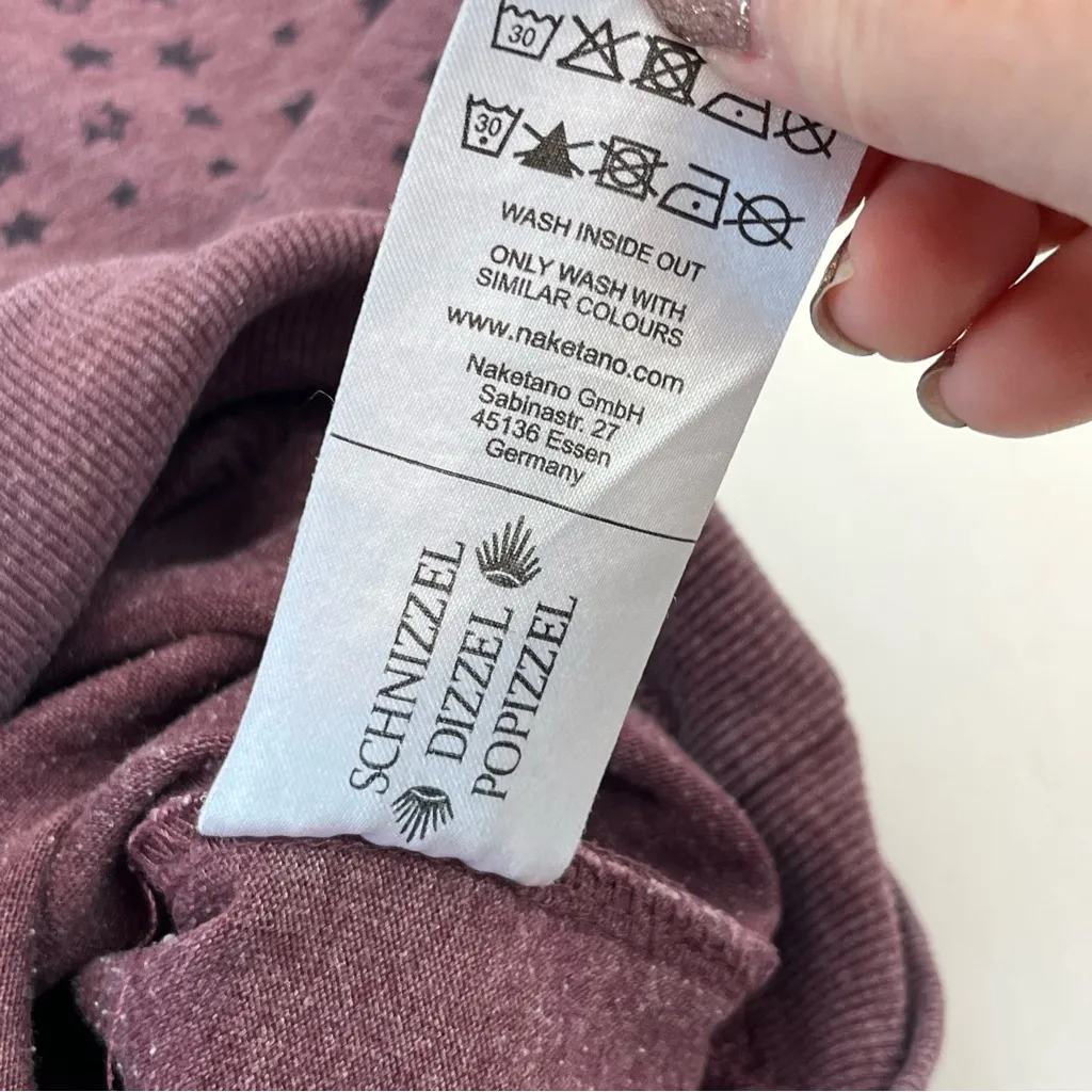 Naketano The Poet’s Choice Faded Red Stars Sweatshirt Womens‎ Size Medium *FLAW - Image 4