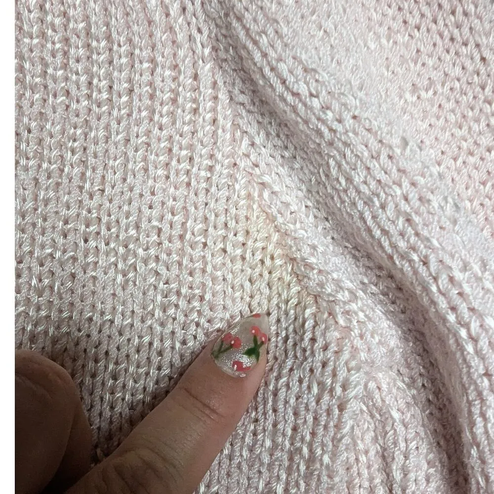 Vtg 1980s Lilly of California Pink Kawaii Fairy Kei Puff Shoulder Sweater XL - Image 3