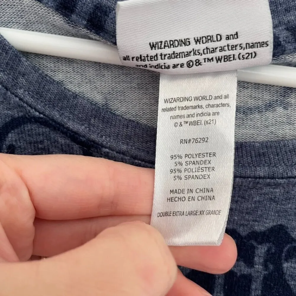 HARRY POTTER Harry Potter Navy Blue Graphic Crewneck Sweatshirt Pajama TOP ONLY - Image 5