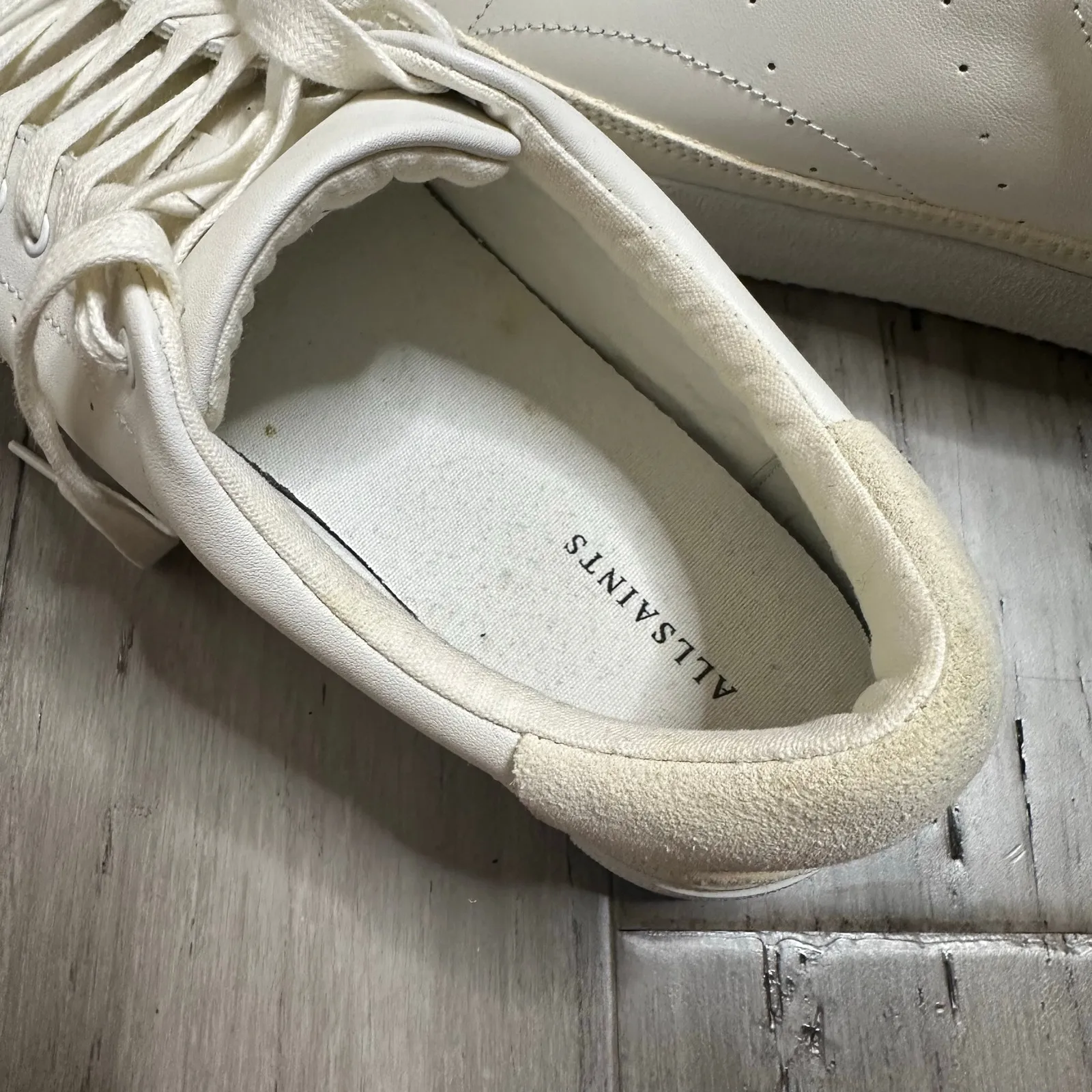 NEW All Saints Trish Leather Sneakers Women's White Size 11 - Image 11