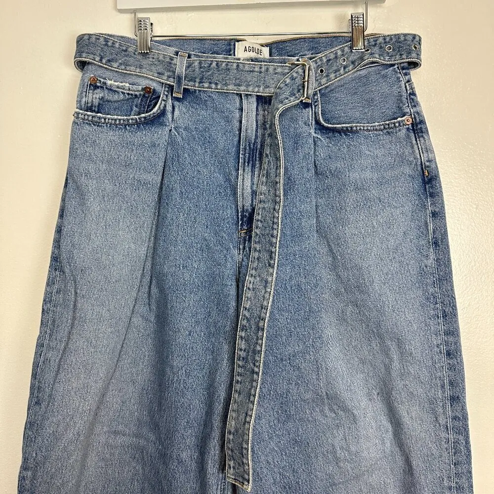 AGOLDE Belted Baggy Pleated Front in Wash Outlander Size US 30 - Image 5