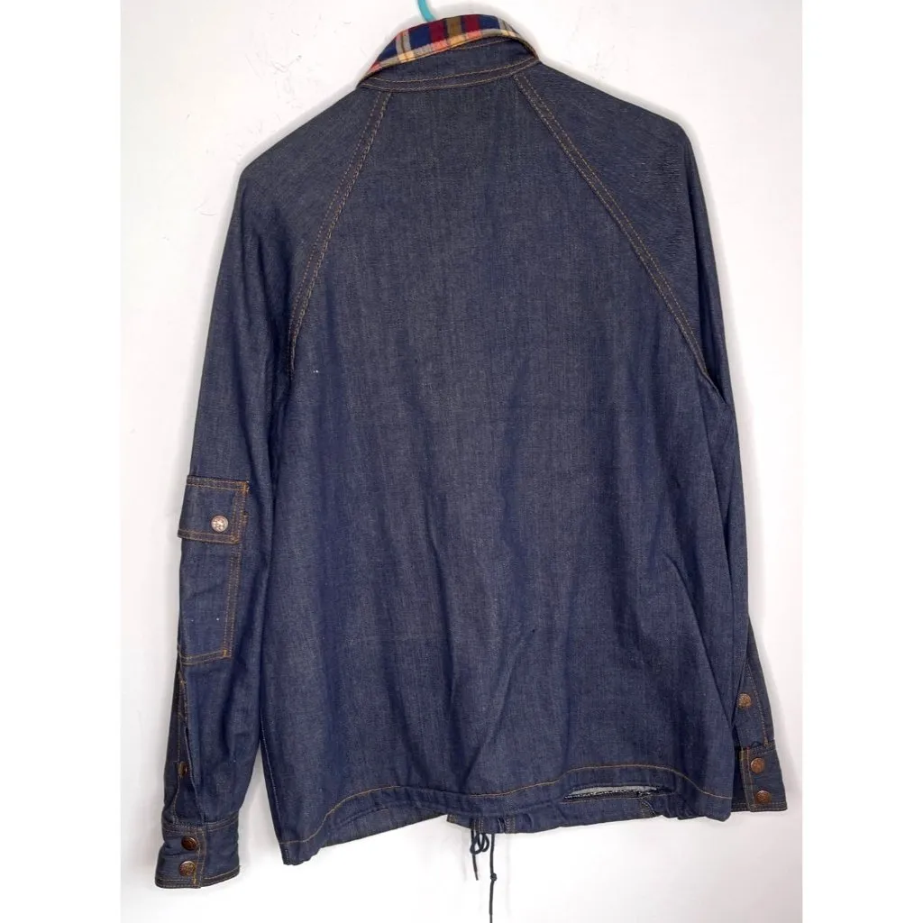 Vintage 60s Dark Blue Denim Jean Jacket Barn Coat Womens Size L Hong Kong Size L - Image 2