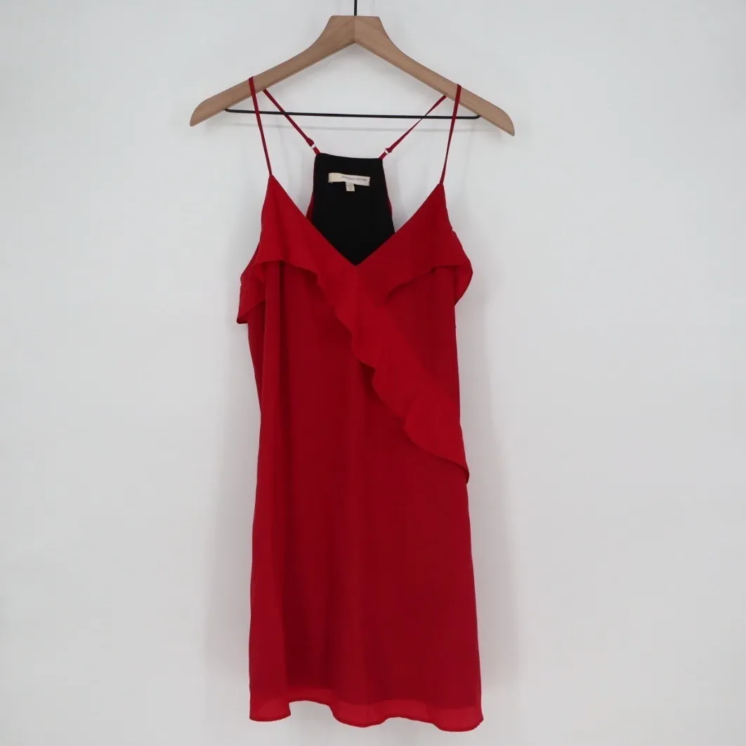 Lavender Brown Red Silk Ruffle Camisole Mini Dress Size S - Image 2