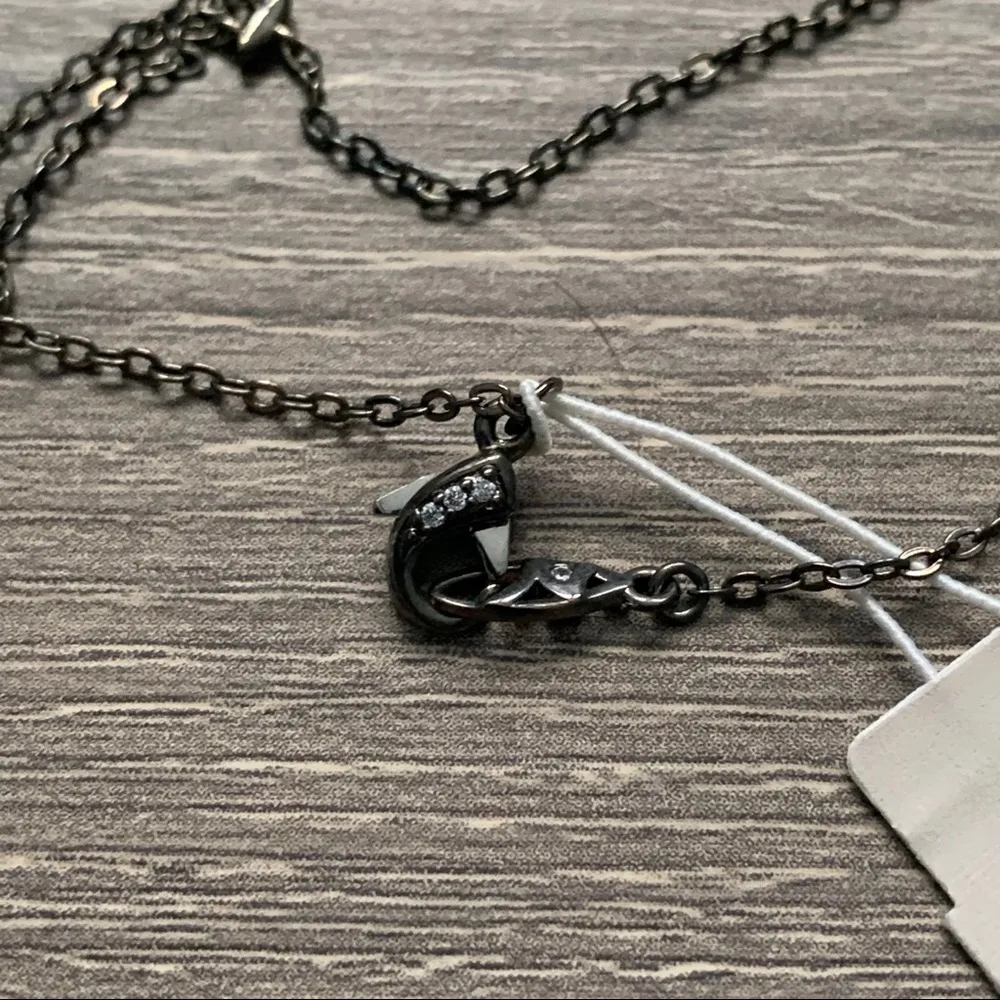 Nadri Gwen Spike Crystal Necklace Blue Gunmetal NWT Dagger Silver - Image 8