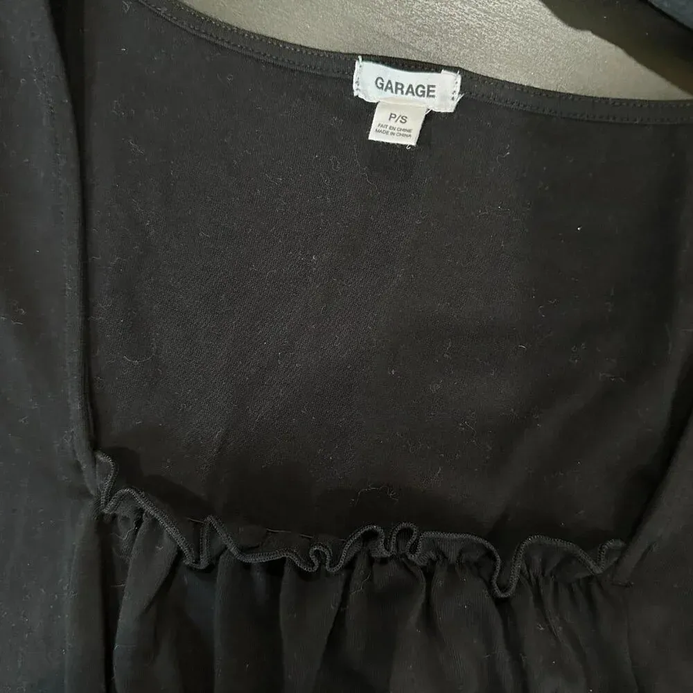 Garage  Square Neck Corset Style Black Crop Top - Small - Image 6