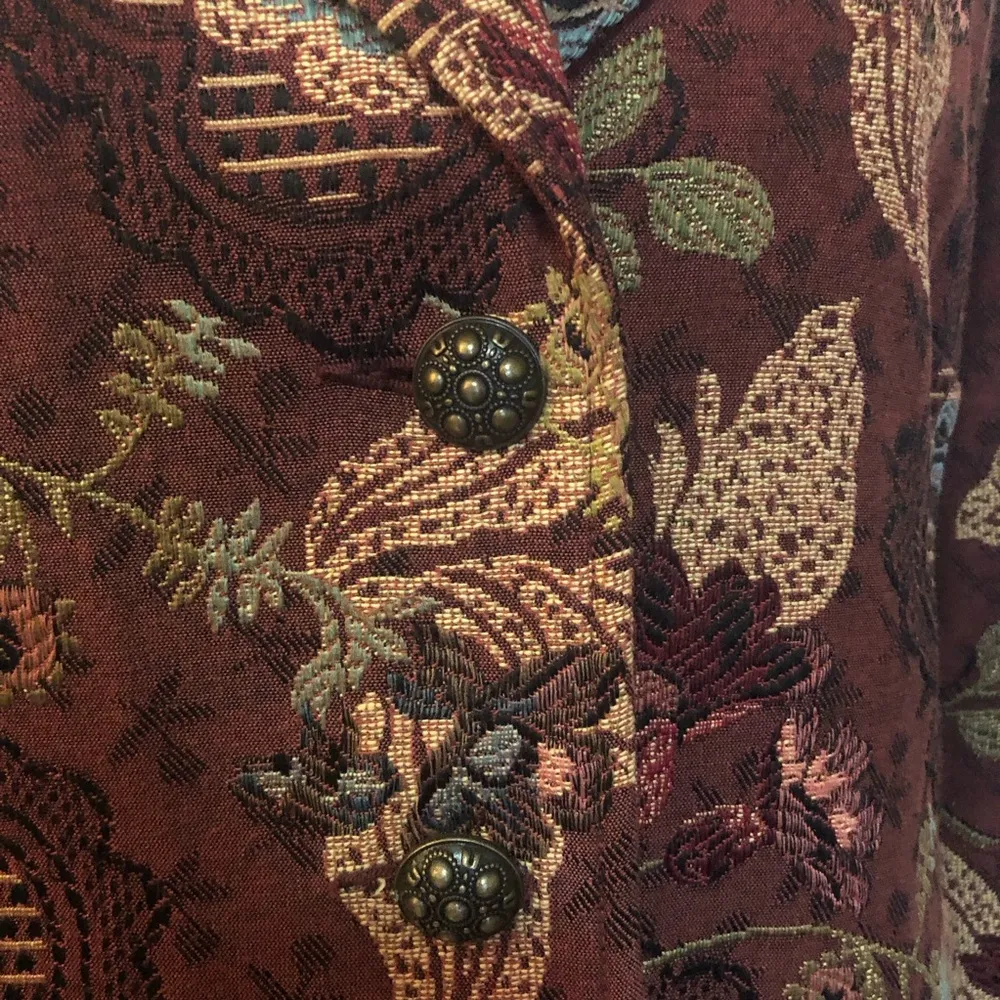 CAbI Vintage 749 Guinevere Jacobean Tapestry Long Coat Size 8 - Image 8