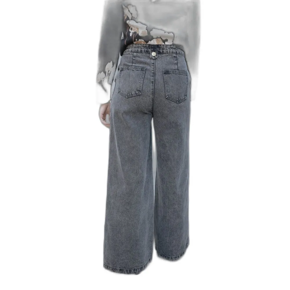 Free market flying tomatoes extreme wide leg dark sailor jeans size 27 Black - Image 4