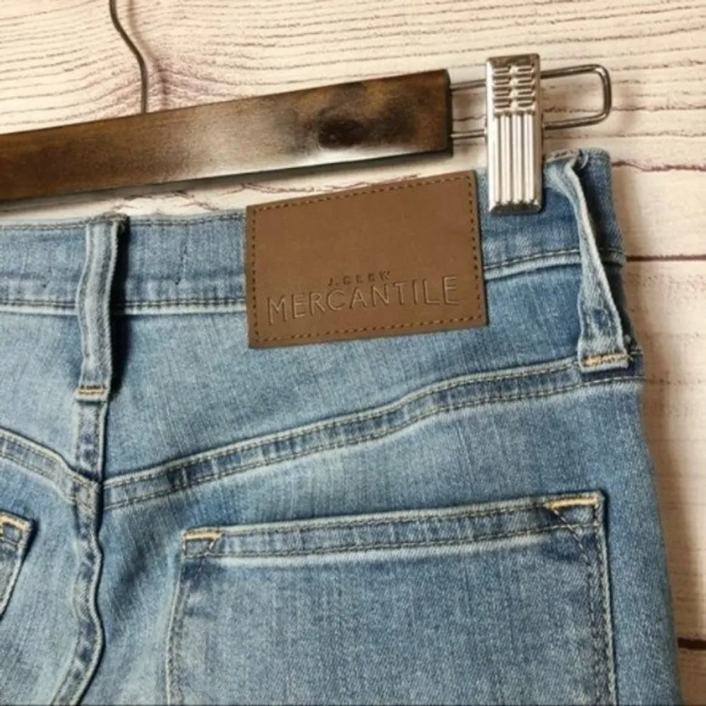 J. Crew Mercantile High Rise Raw Hem Light Wash Skinny Jeans 25 - Image 8