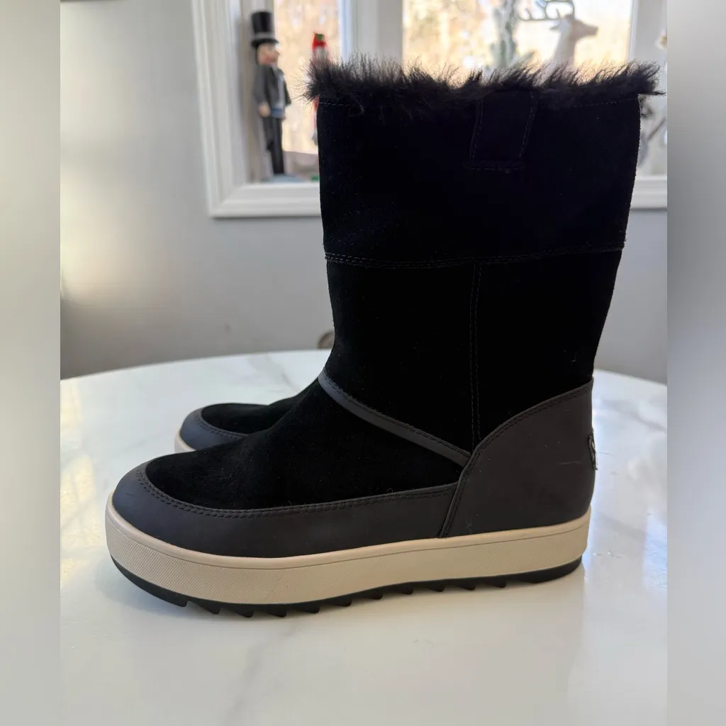 Koolaburra Ugg Black Winter Boots leather with Cream Sole Size 8 - Image 8