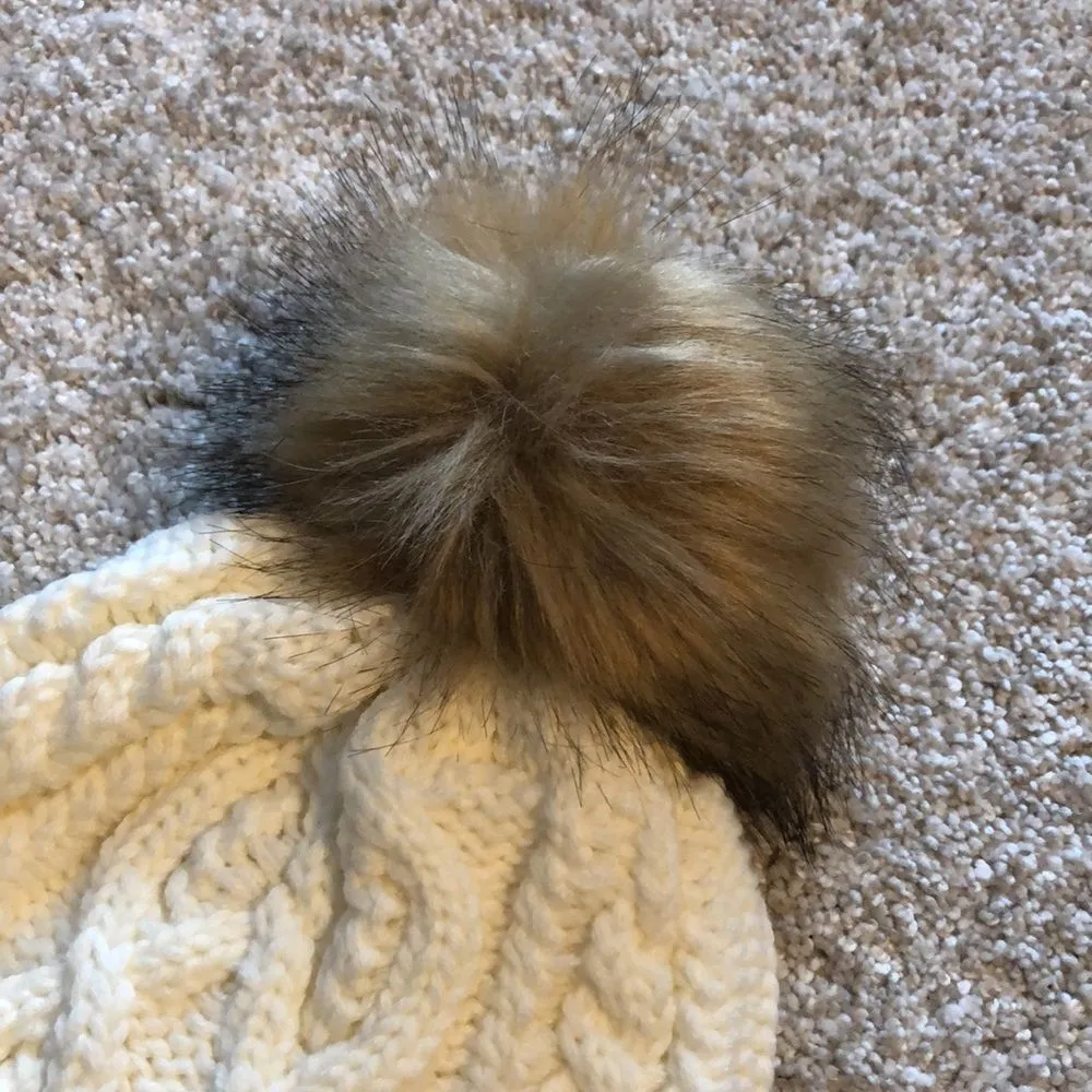 New  pom pom beanie sweater cable knit hat - Image 3