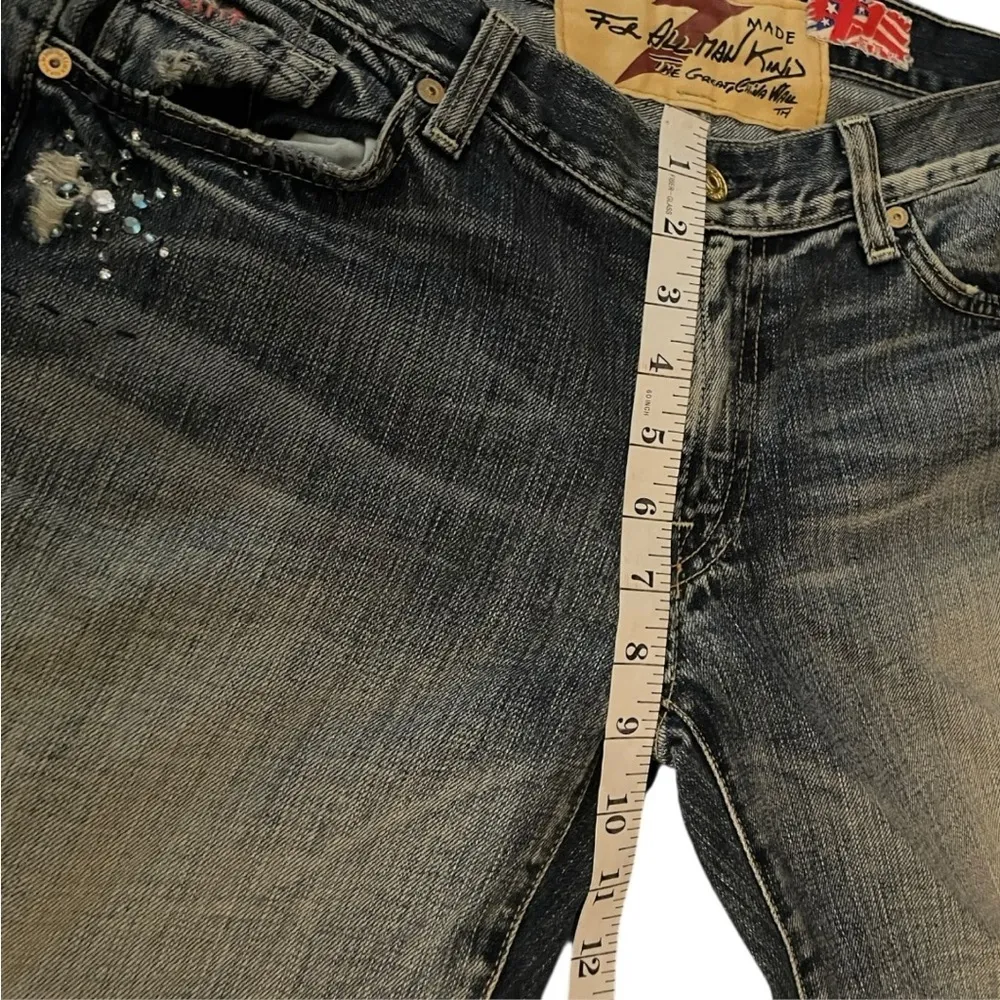 7 FOR ALL MANKIND MADE X THE GREAT CHINA WALL BLUE FLARE WIDE LEG JEANS BOOTCUT Black Size 32 - Image 11