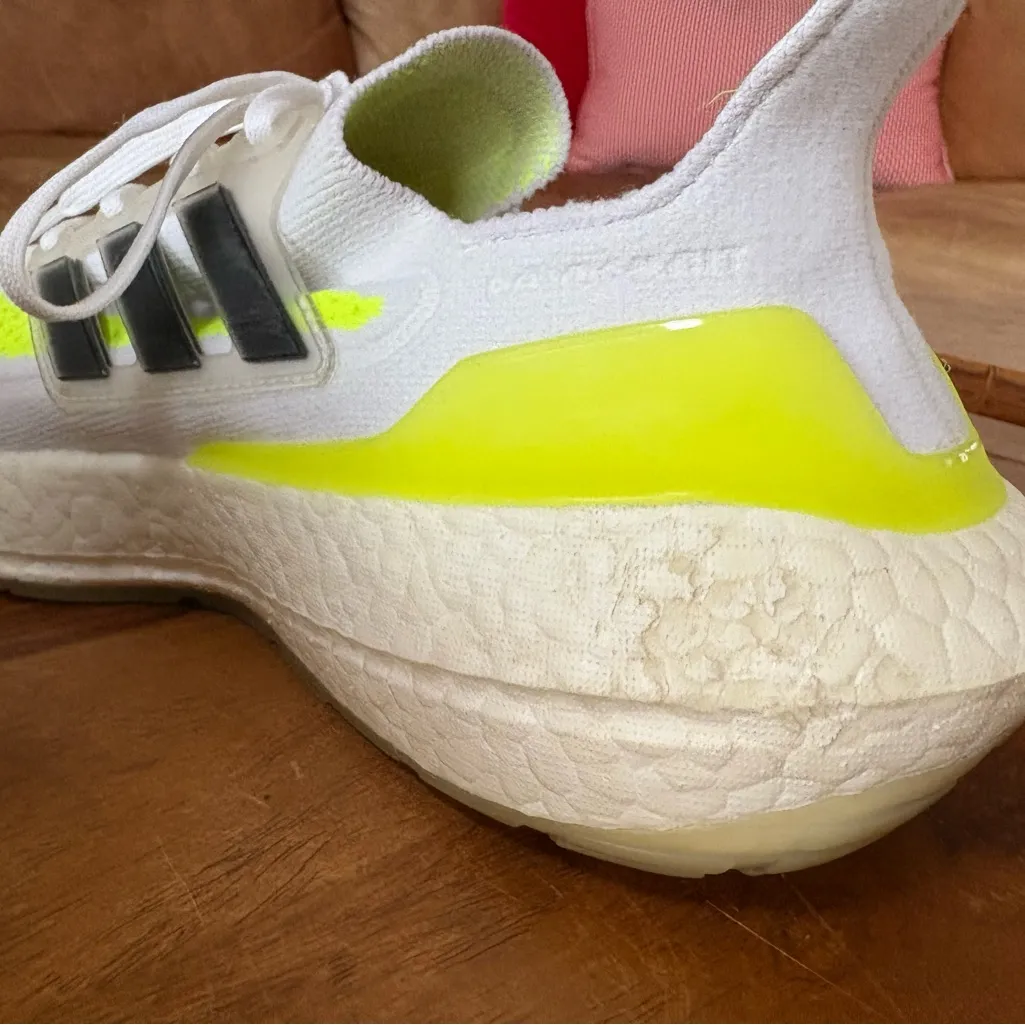 ADIDAS ULTRABOOST 21 White Solar Yellow Women’s Running Shoes - Image 9