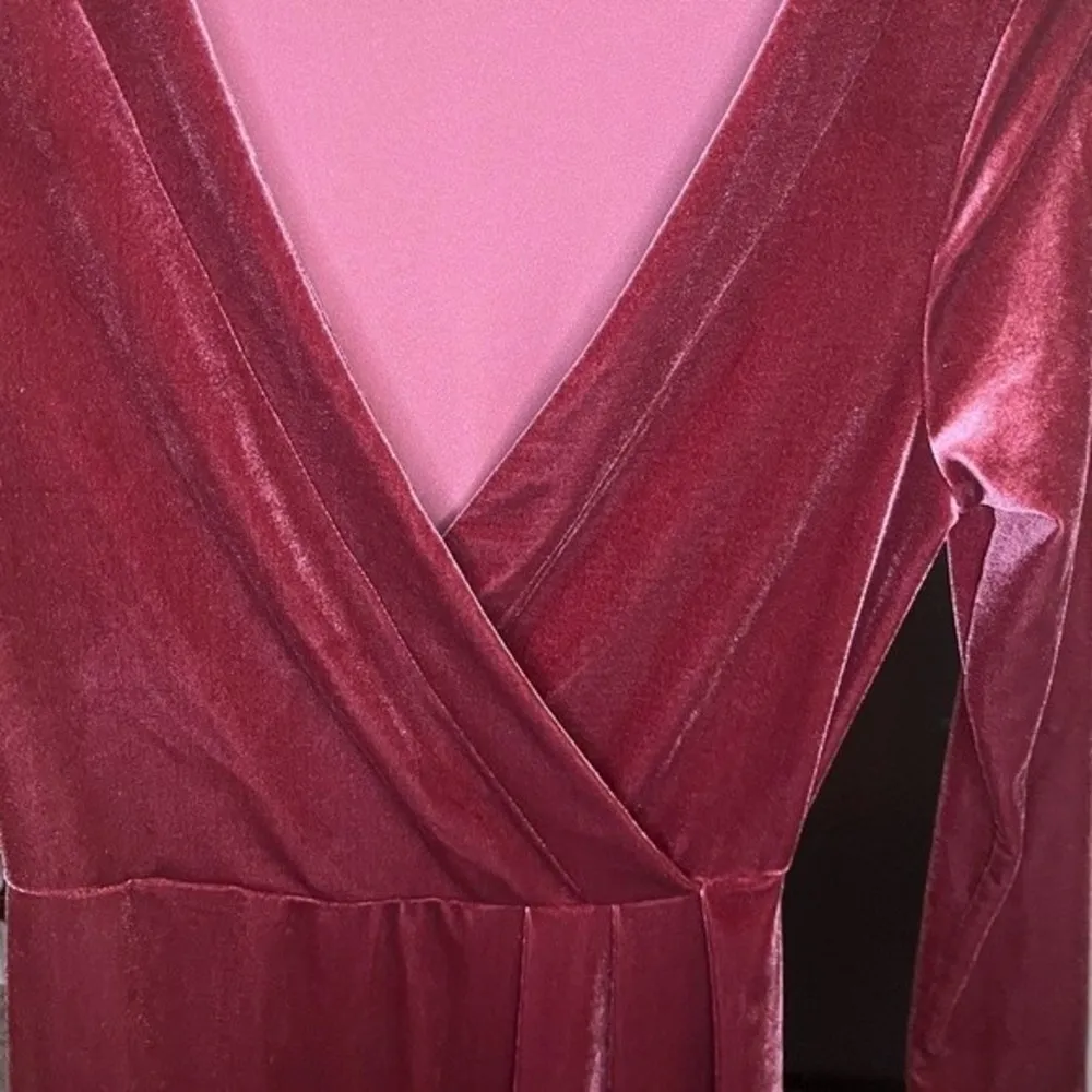 a new day Pink Velvet Long Sleeve Faux Wrap Dress Size XS - Image 4