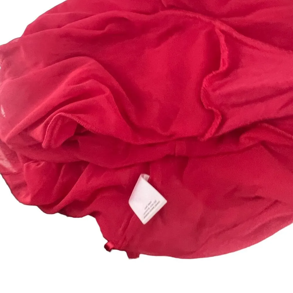 Vintage Victoria Secret Semi Sheer Red Deep Plug Bodysuit Womens Size Medium - Image 7