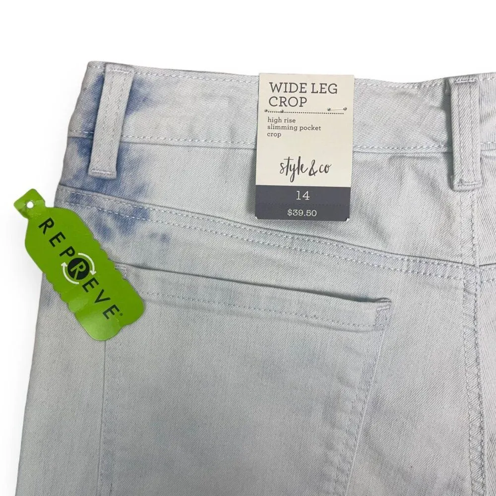 🆕 Style & Co Wide Leg Crop Jeans in Bleach Tie Dye Wash - Image 7