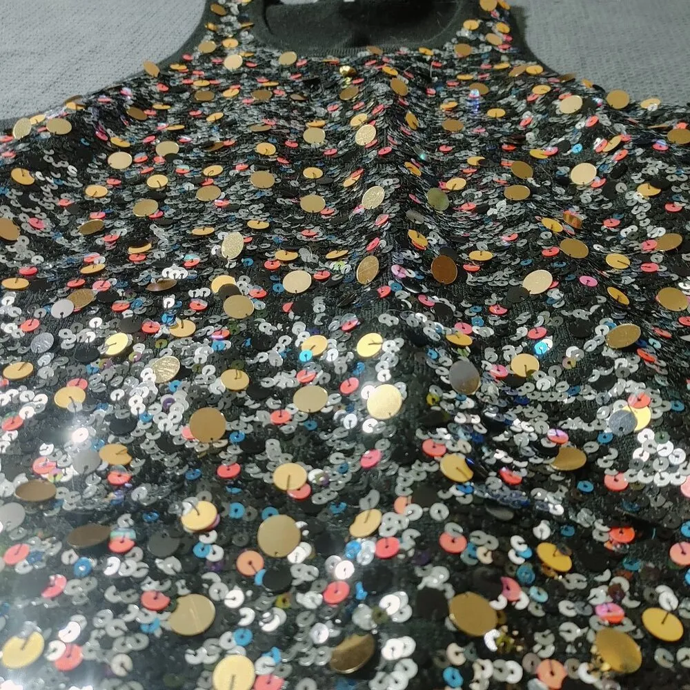 Trina Turk Womens Sequin-Embellished Merino Wool Knit Tank Top Large - Image 9