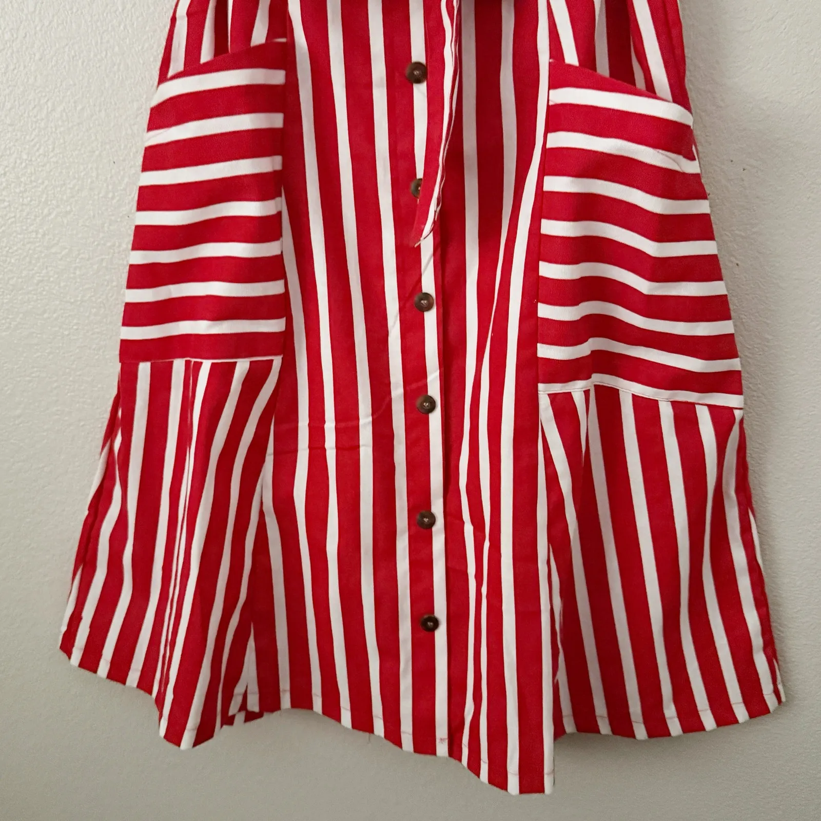 METRO WEAR | Red White Skirt Stripe Striped Front Pockets A - Image 4