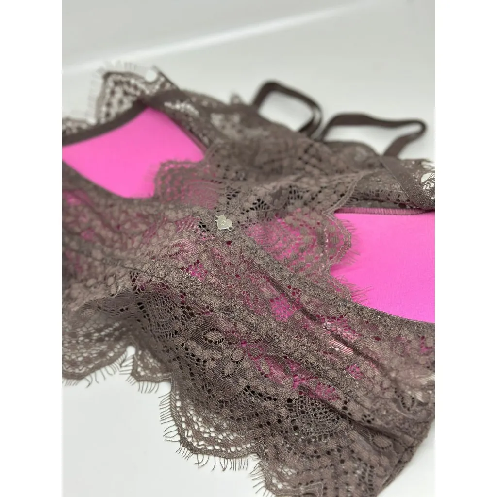 PINK by Victoria’s Secret Floral Lace Bralette – Brown & Pink, Padded XS/TP - Image 4