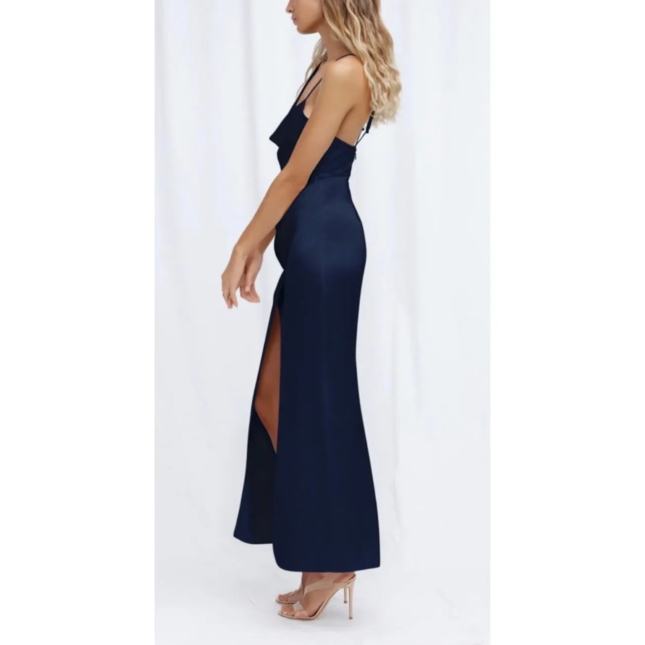 NWT SIGNIFICANT‎ OTHER Aria Satin Dress in Midnight Blue Sz 8 $248 - Image 3