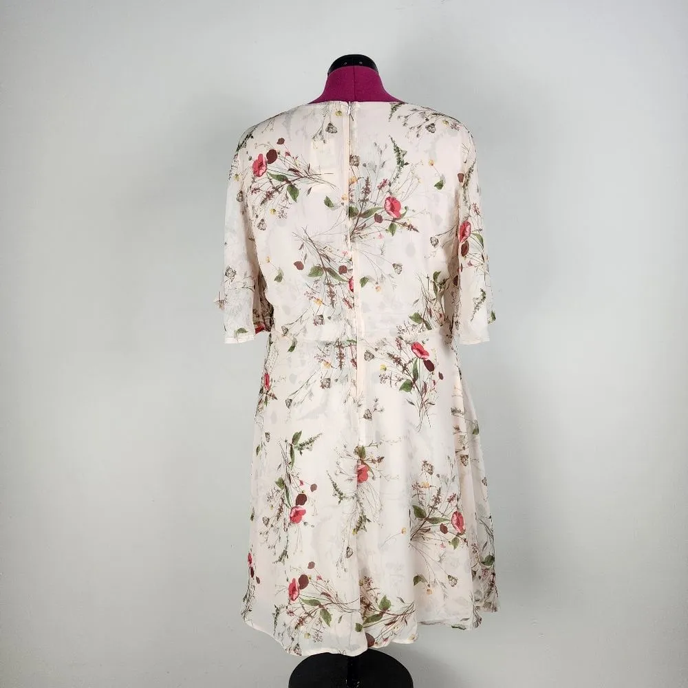 Bobeau B collection Flare Dress Rose Floral Chiffon Casual Coquette Size XL - Image 6