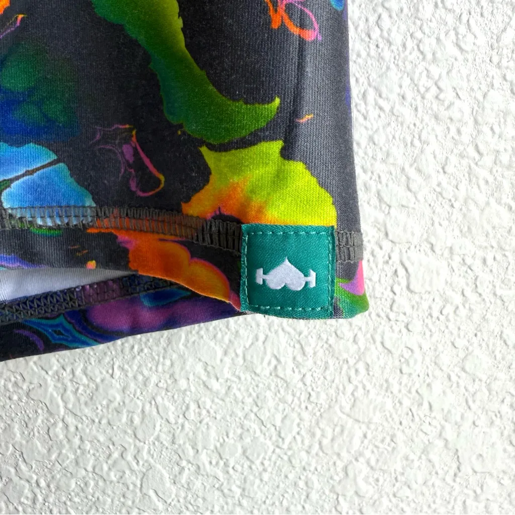 WodBottom Womens Shorts Black Multicolor Stretch Fitness Gym Size Medium Blue - Image 7