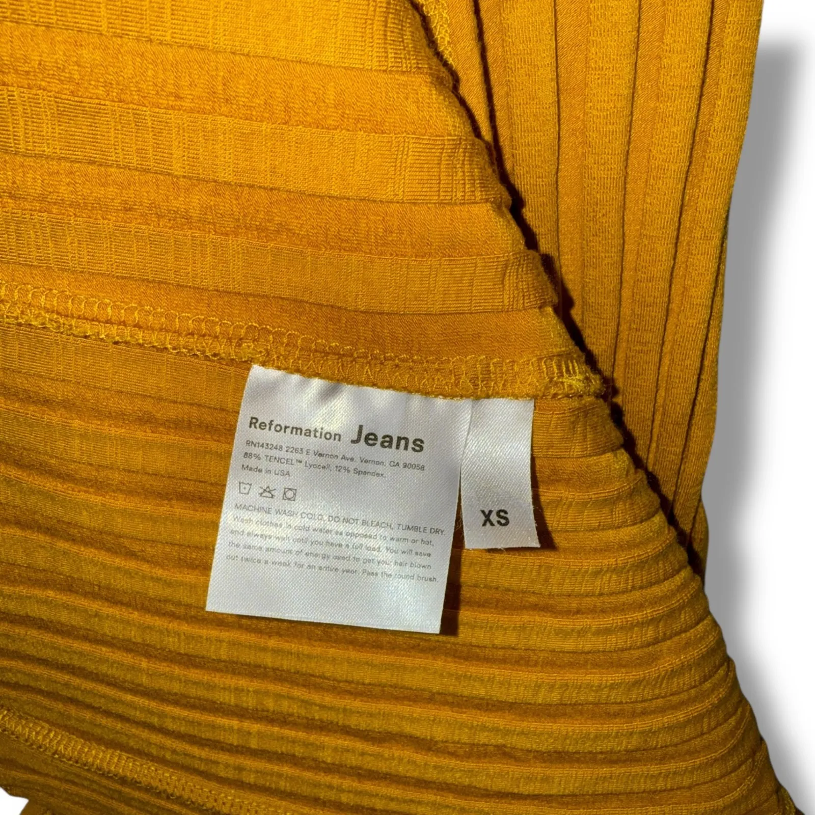 Reformation Dillon‎ Ribbed Midi Dress in Deep Mustard Yellow XS long Sleeve - Image 8