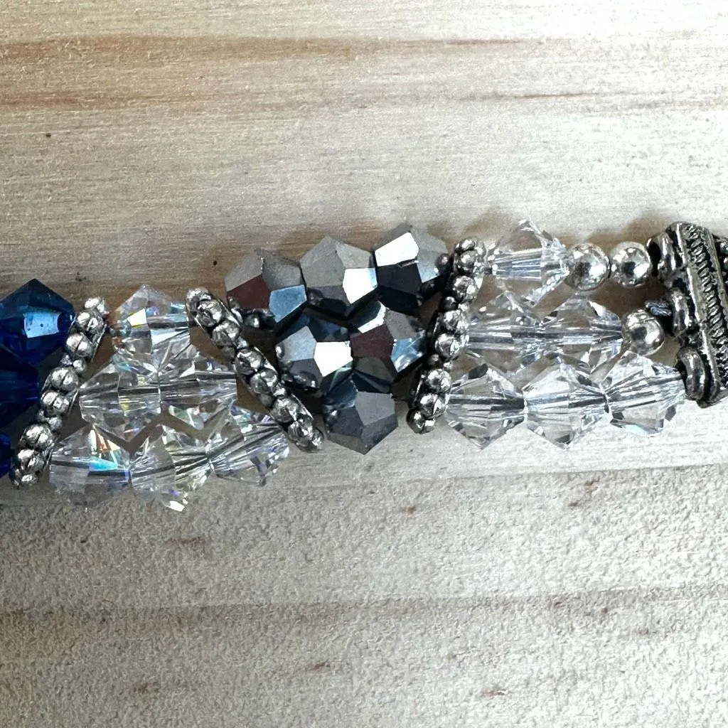 Sterling Clasp Crystal & Beaded Bracelet Silver - Image 7