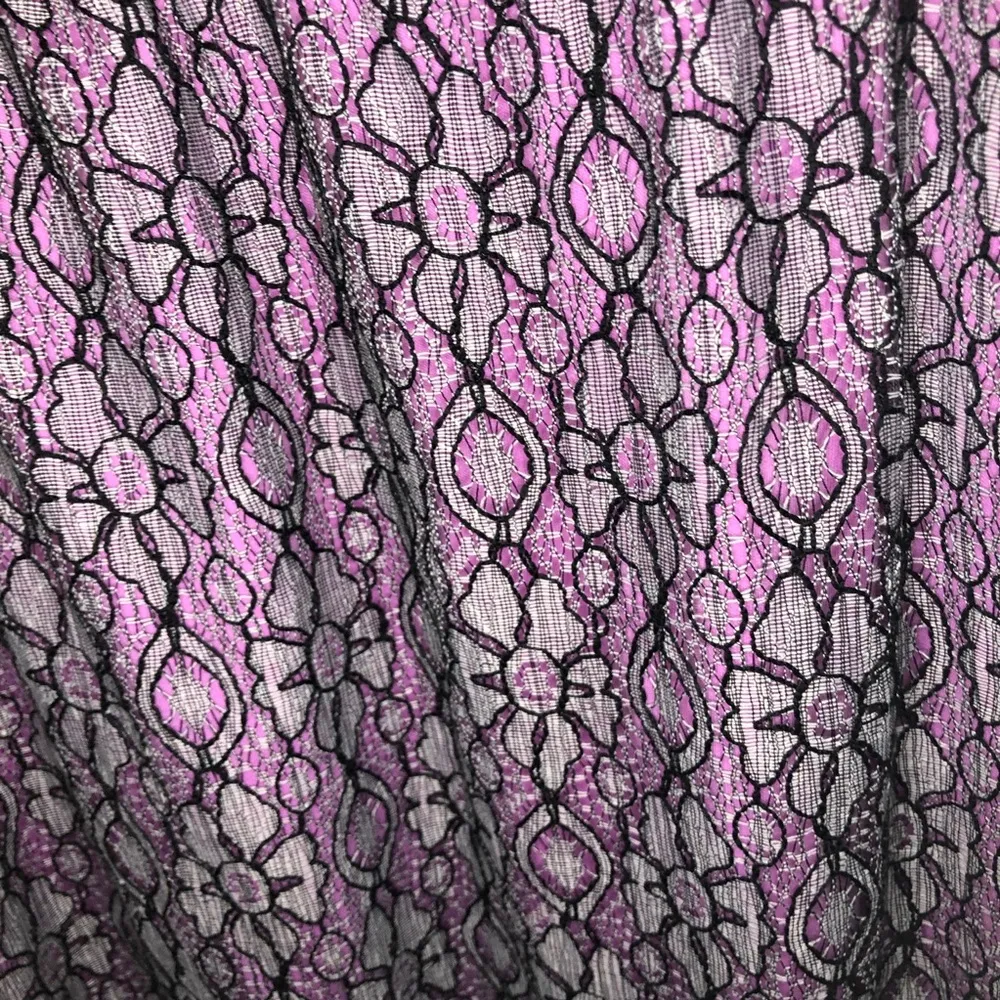 LuLaRoe Lola Skirt Black Floral Lace over Bright Neon Pink Lining Sz XL NWT - Image 5