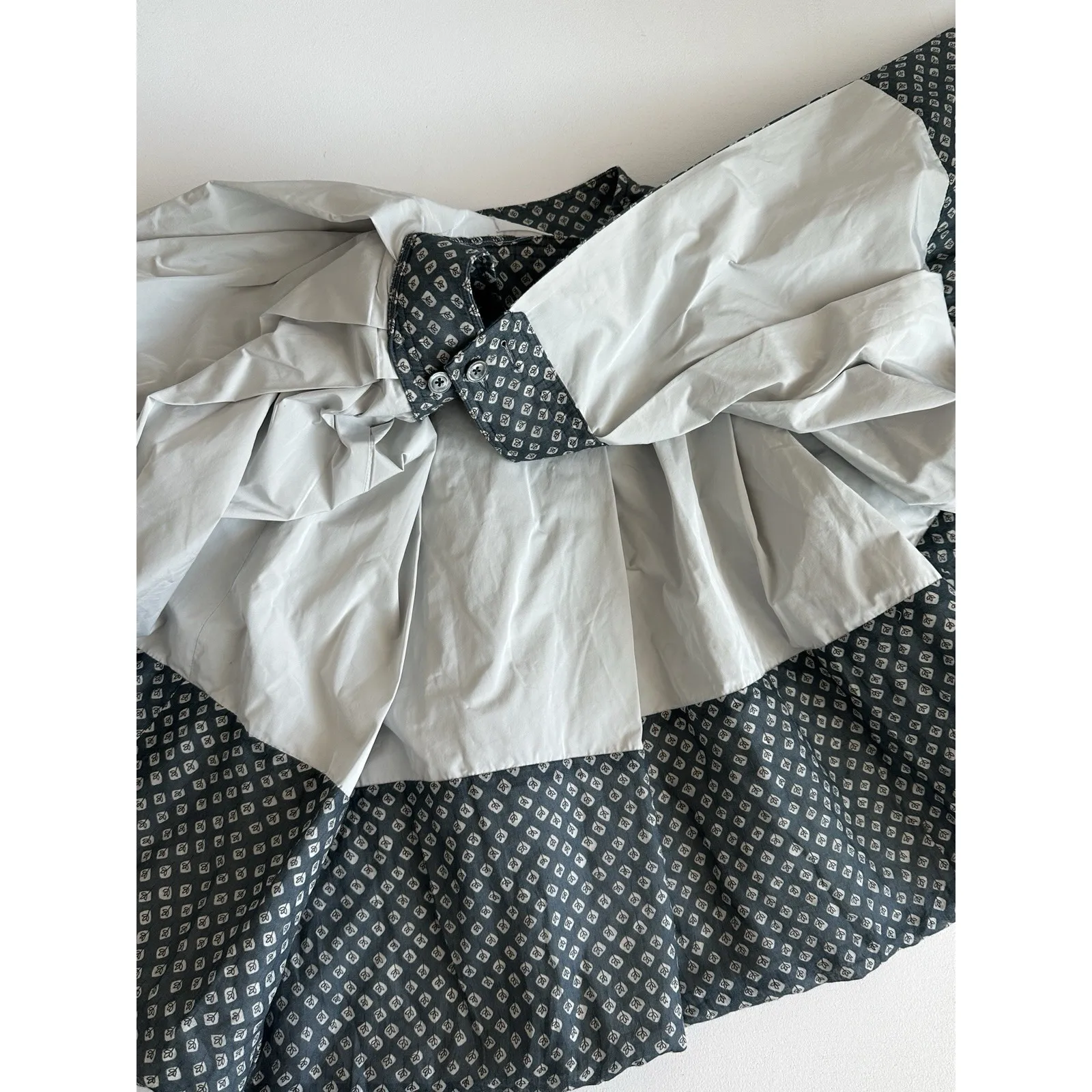 PAUW Amsterdam Pleated Bubble Skirt 100% Ramie , Sz 1 US 6 Dutch Fashion (b47) Blue - Image 5