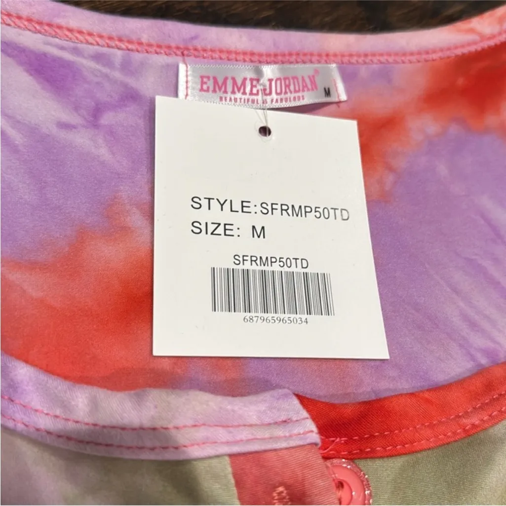 Emme Jordan Red and Purple Tie-Dye Romper Activewear NWT Sz M - Image 5