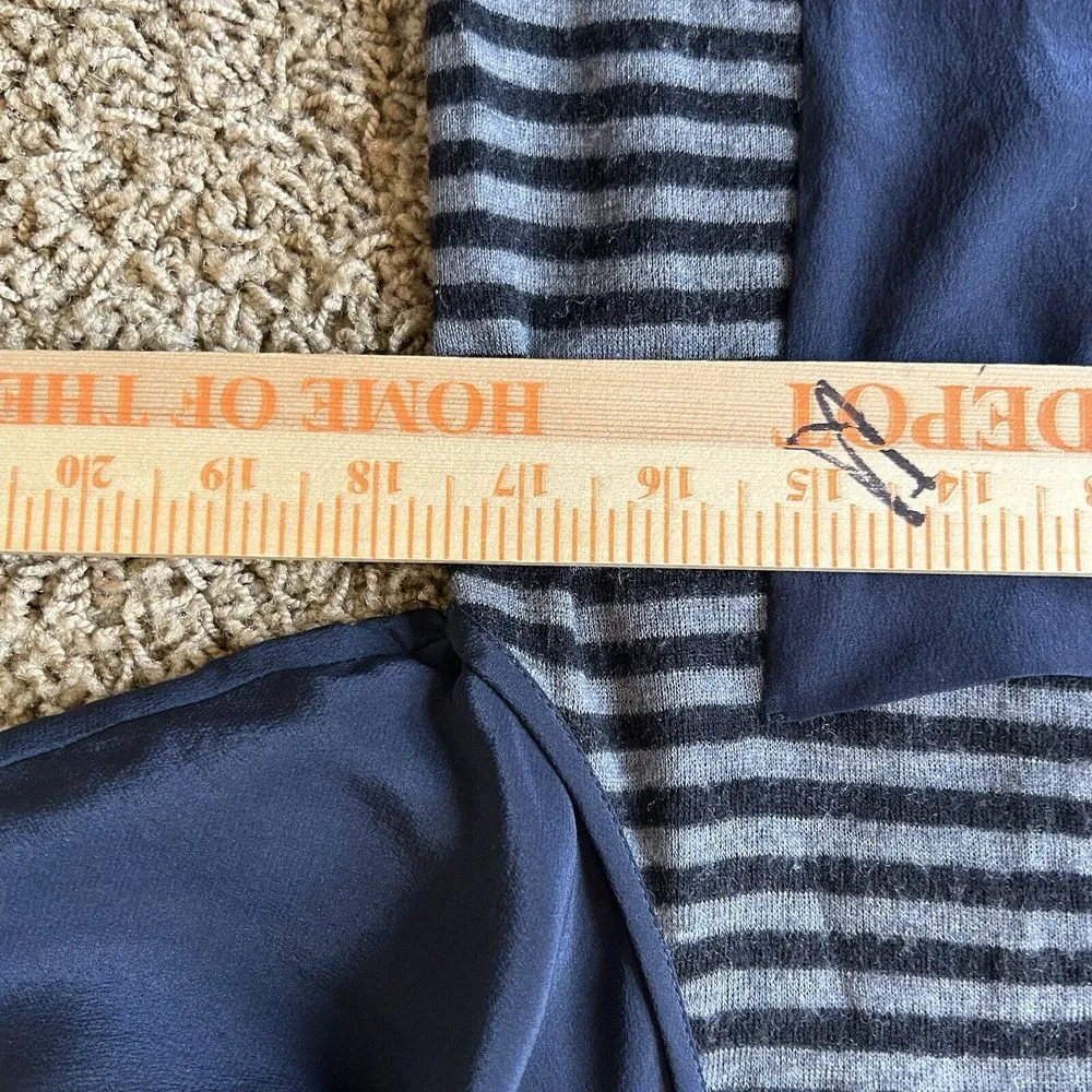 3.1 Phillip Lim Medium Dress Gray Navy Stripe Raglan Lightweight Wool Silk Blend - Image 7