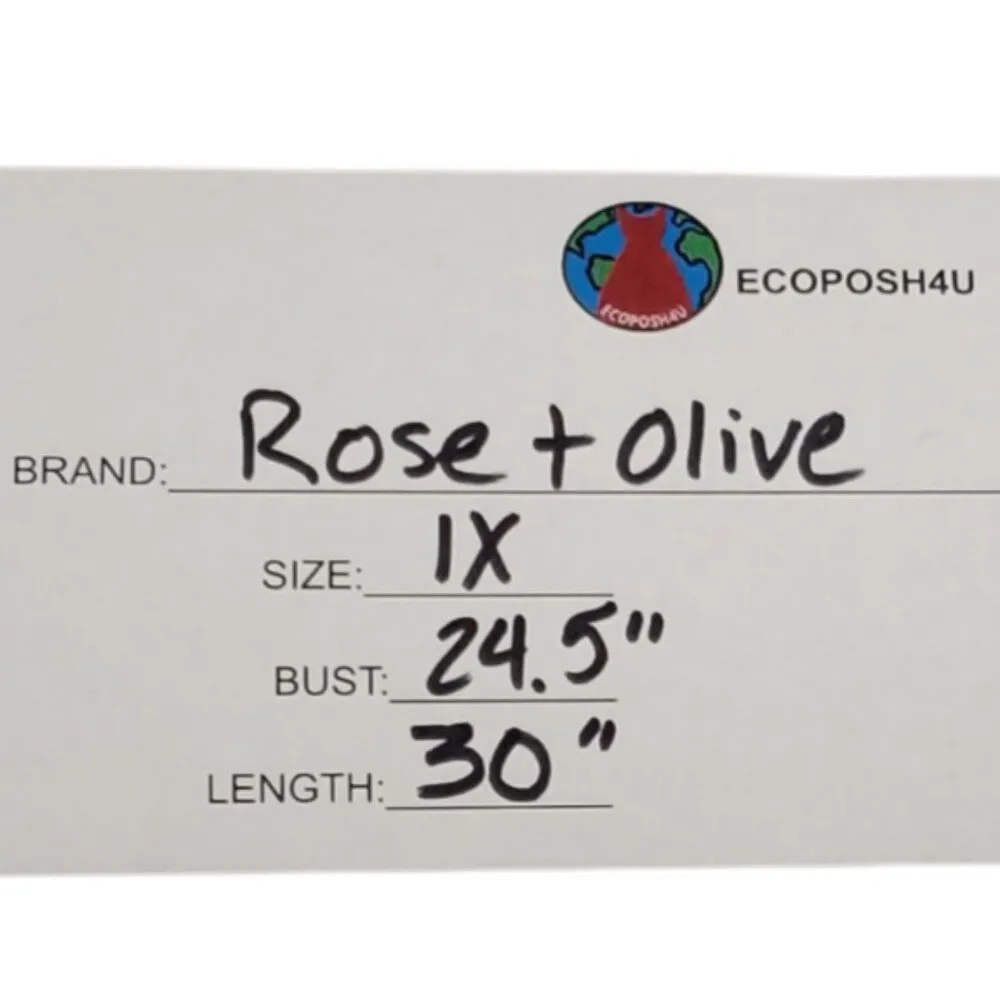 Rose & Olive Womens V Neck Floral Print Tunic W/Front Tucks 3/4 Sleeves 1X - Image 5