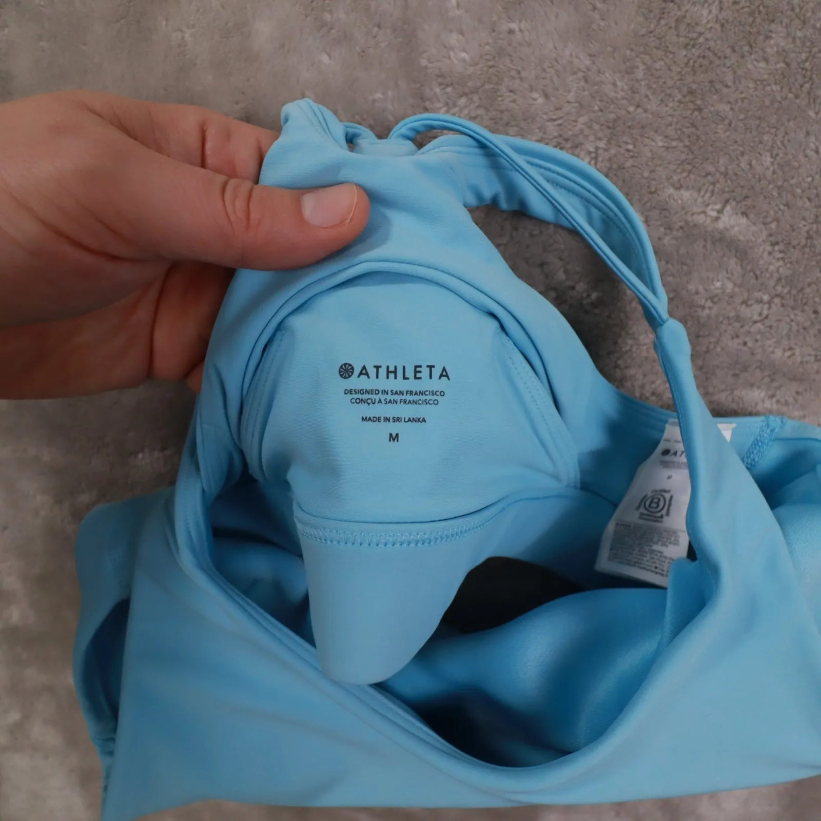 Athleta L Flex Spacer Aqua Blue Sports Bra Women's Medium 413243 Training Gym - Image 5