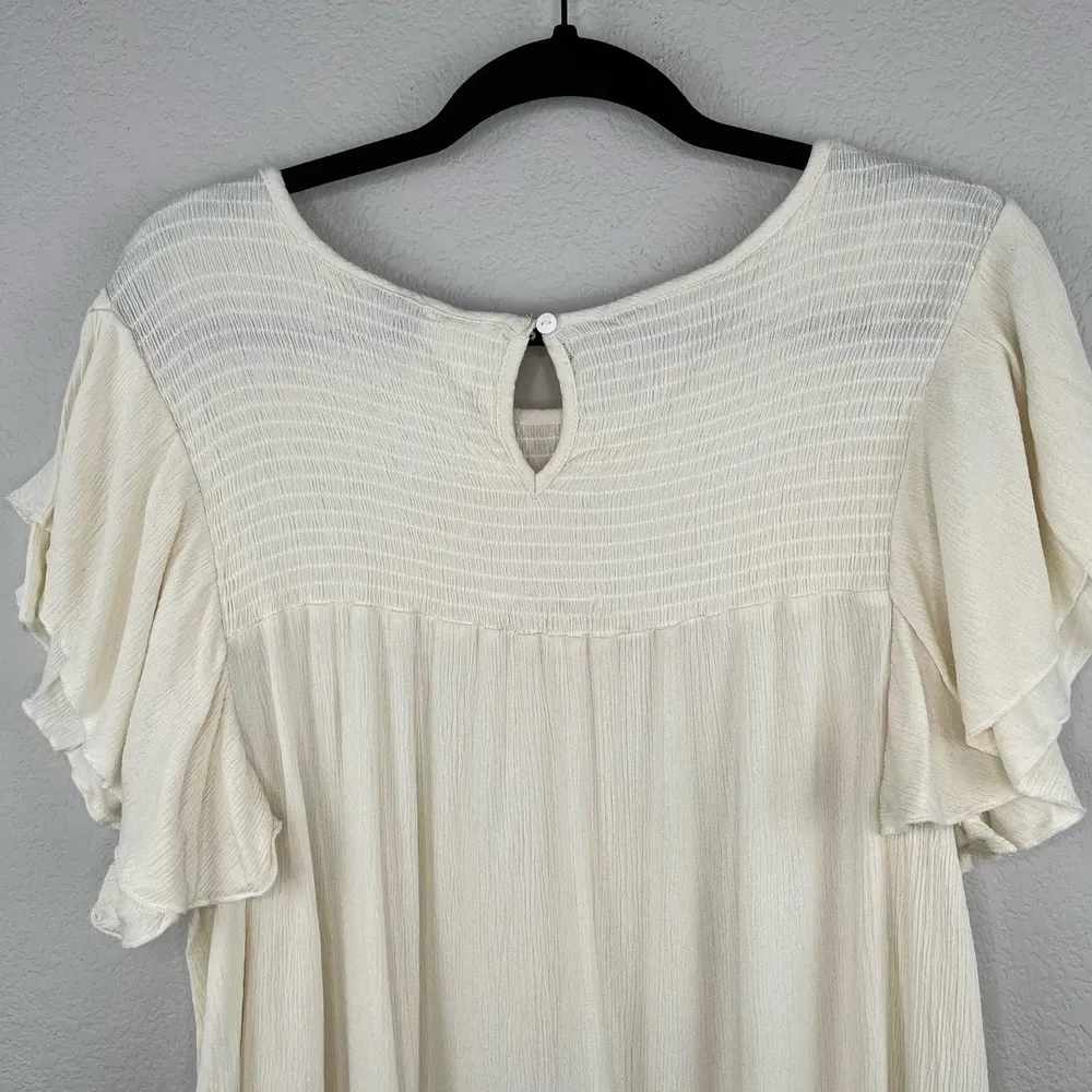 Forgotten Grace Cream Smocked Flutter Short Sleeve Blouse Size XL NWOT - Image 8