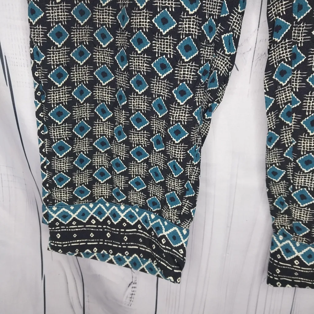 Anthropologie Geometric Patterned Cropped Pull-On Hippie Pants Size S - Image 4
