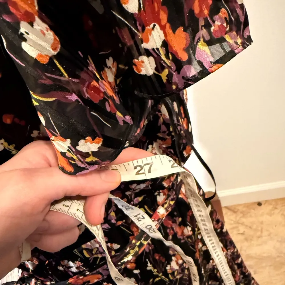 Black Shimmer Floral Midi Dress (Size 16) - Image 6