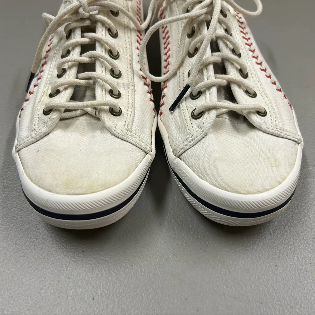 KEDS Kickstart Pennant White Canvas Baseball Stitch Shoe Women's Size 6.5 Preppy - Image 4