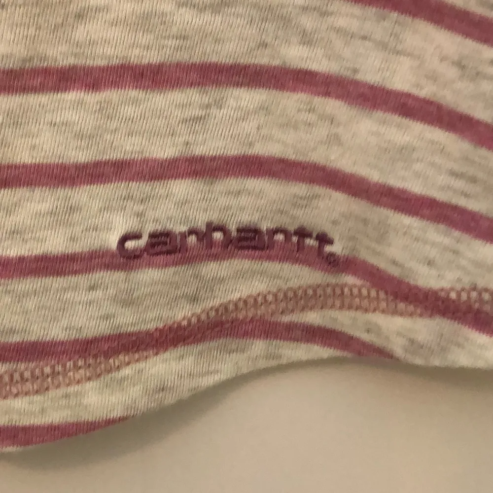 Carhartt Pink Striped Pocket Tee Medium - Image 5
