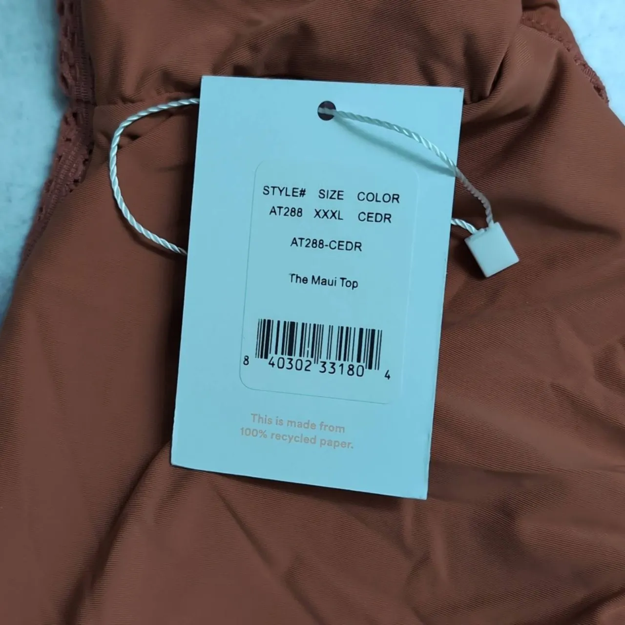 ANDIE NWT  Maui Top Bikini Cedar (Rust) Crochet Adjustable Straps Size XXXL - Image 9