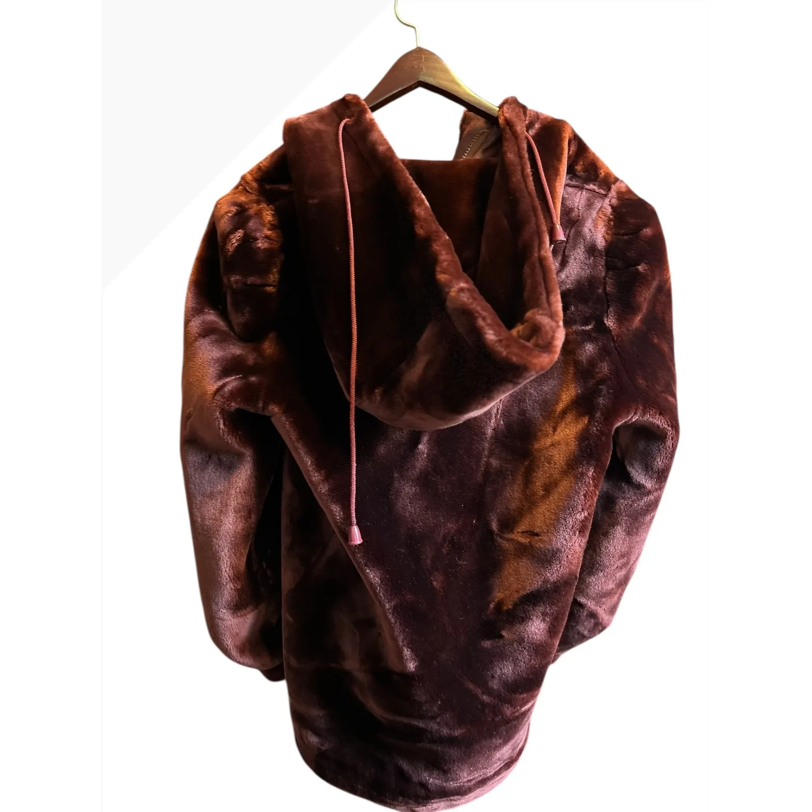 Jordache Brown Faux Fur Hooded Zip Up Jacket‎ Size 11-12 - Image 2